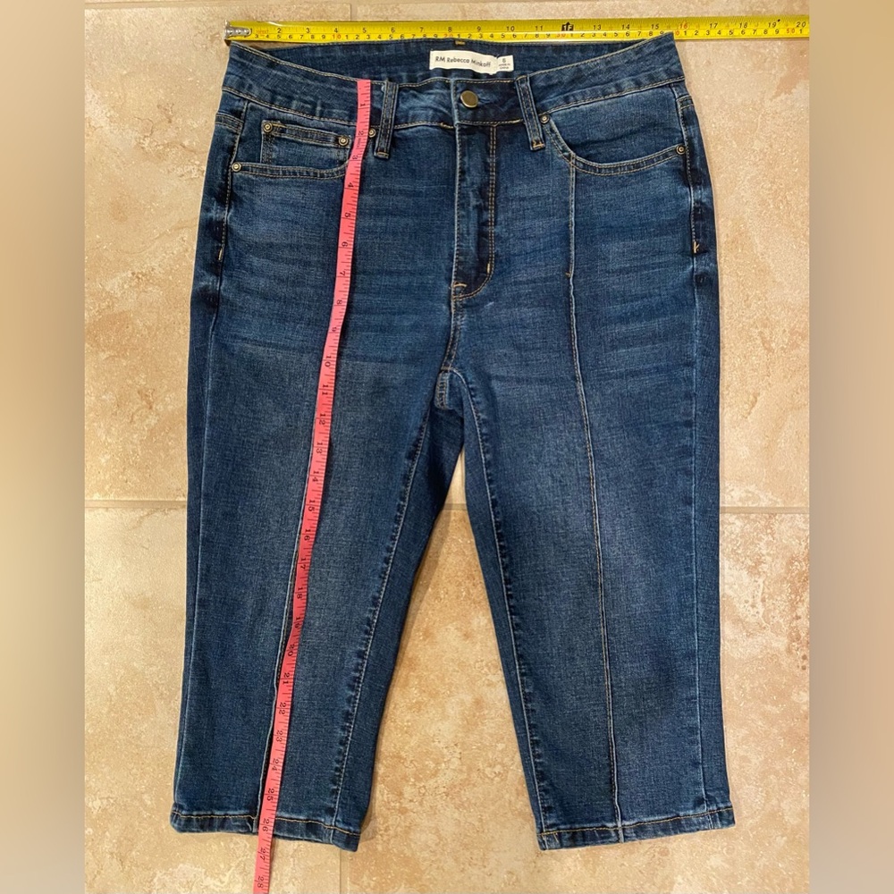 RM Rebecca Minkoff Y2K Skinny Capri Dark Blue Pant/Cropped Denim Jeans (Size 6) - Picture 9 of 10